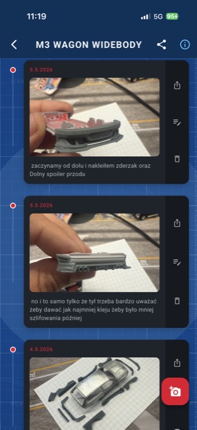 Ekran etapów budowy w ScaleBook