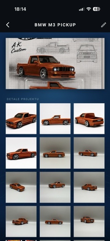 Gablota modelu BMW M3 Pickup w ScaleBook